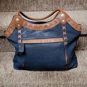 Carlos Falchi Blue Hobo Style Shoulder Bag